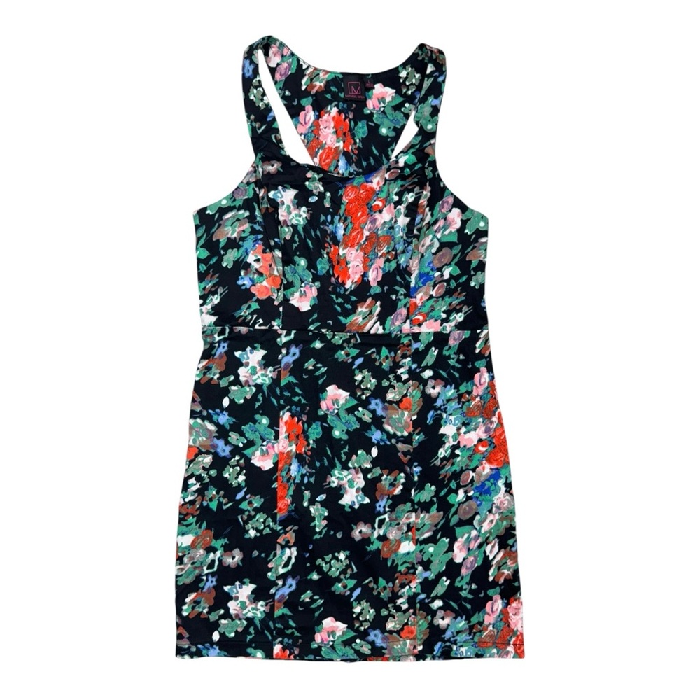 Material Girl Floral Print Bodycon Mini Dress – Racerback Cutout – Size Large